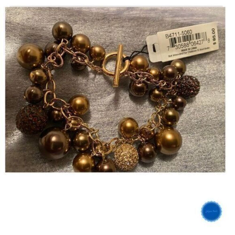 COCOA Crystal And Pearl Charm Bracelet